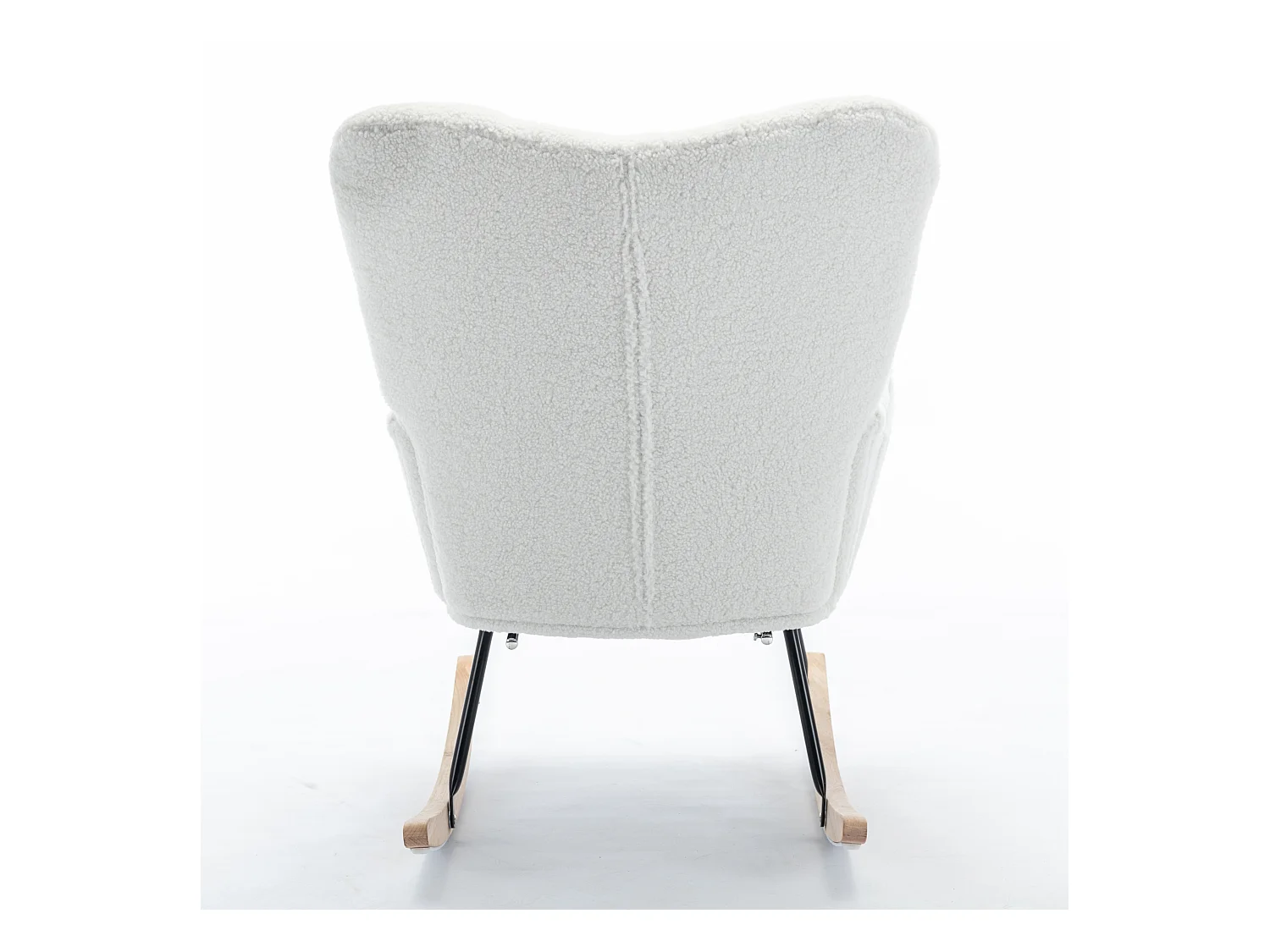 Fauteuil à bascule rembourré, peluche, fauteuil à bascule blanc avec repose-pieds rétractable, structure en métal