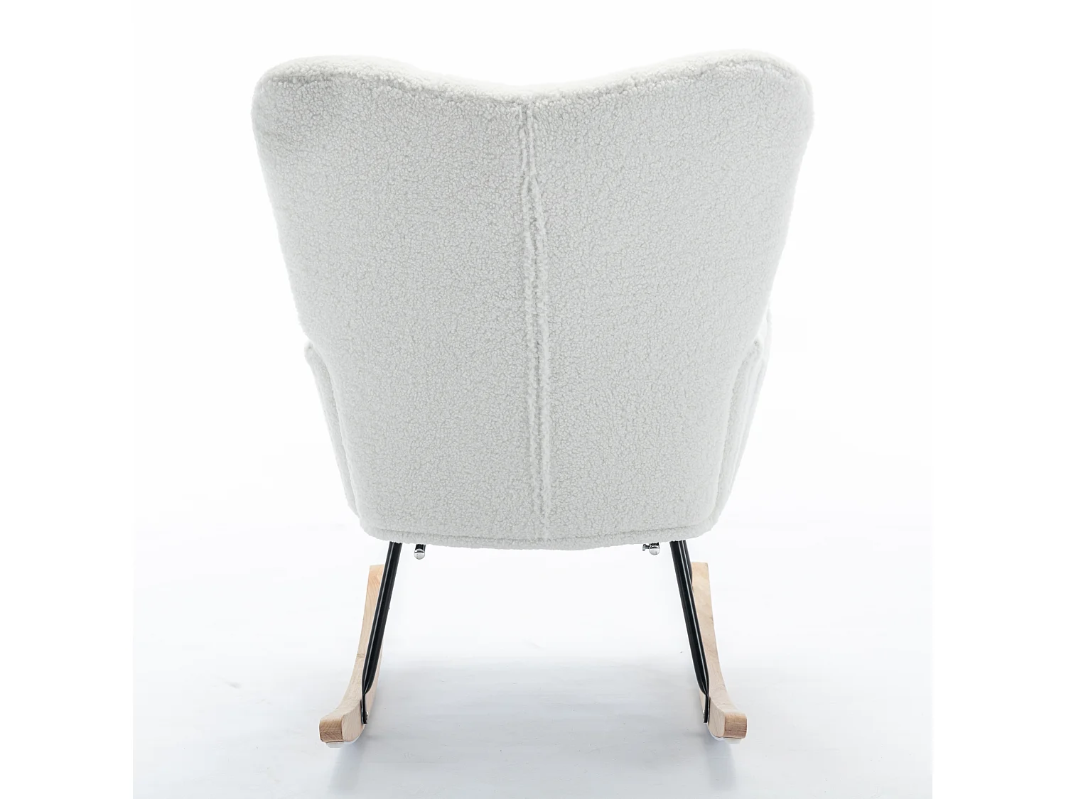 Fauteuil à bascule rembourré, peluche, fauteuil à bascule blanc avec repose-pieds rétractable, structure en métal