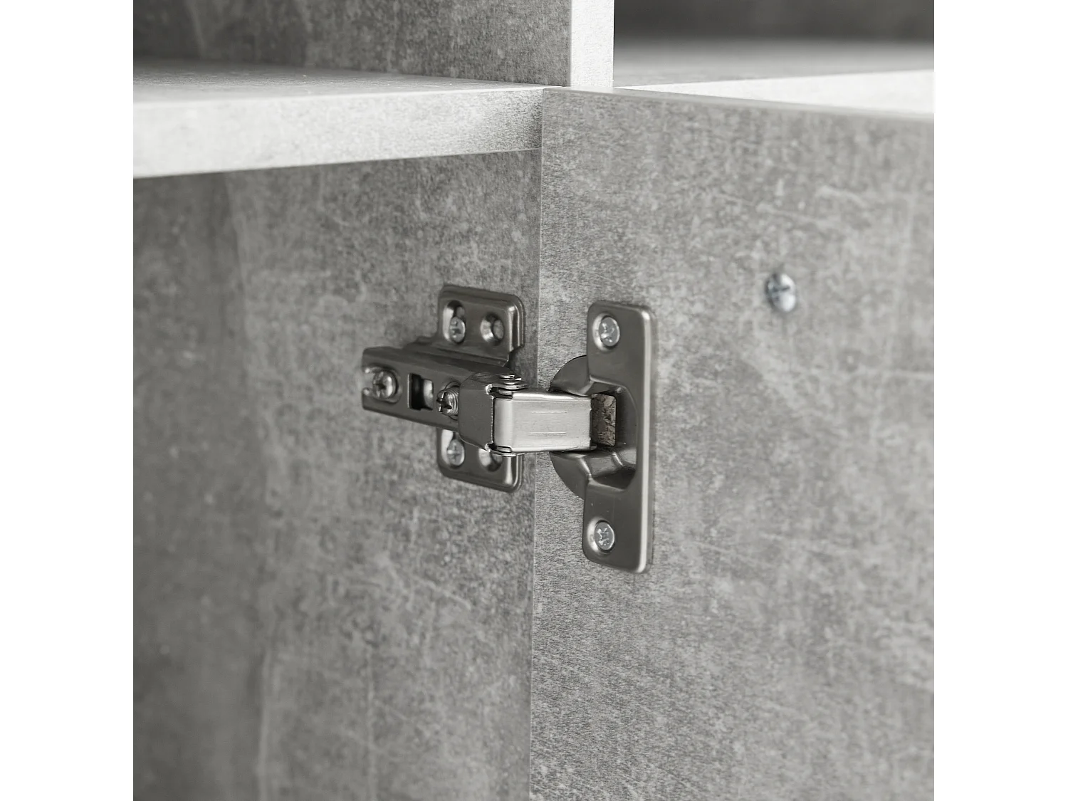 Buffet gris avec LED, 140x40x70 cm, 4 portes et compartiments de rangement, pour salon et salle à manger