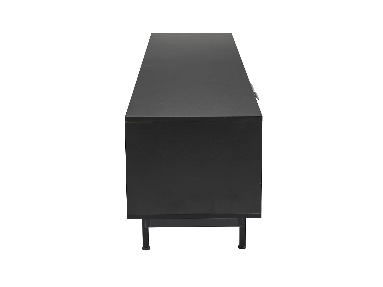 Stojak pod TV 200 cm, czarna szafka pod TV z 2 drzwiami i 2 szufladami, nowoczesny styl, do salonu i biura