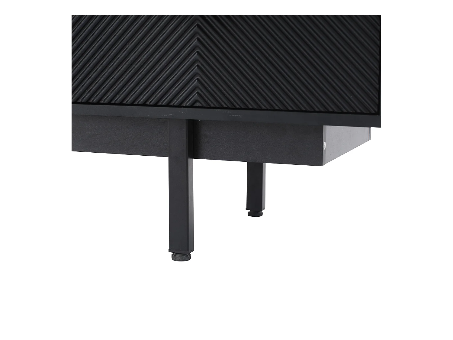 Stojak pod TV 200 cm, czarna szafka pod TV z 2 drzwiami i 2 szufladami, nowoczesny styl, do salonu i biura