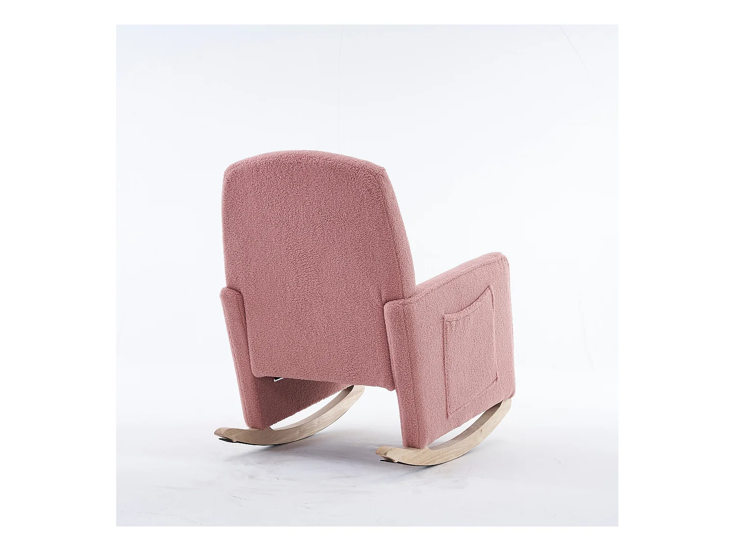 Fauteuil à bascule de salon, peluche rose, fauteuil à bascule avec repose-pieds rétractable, structure en bois