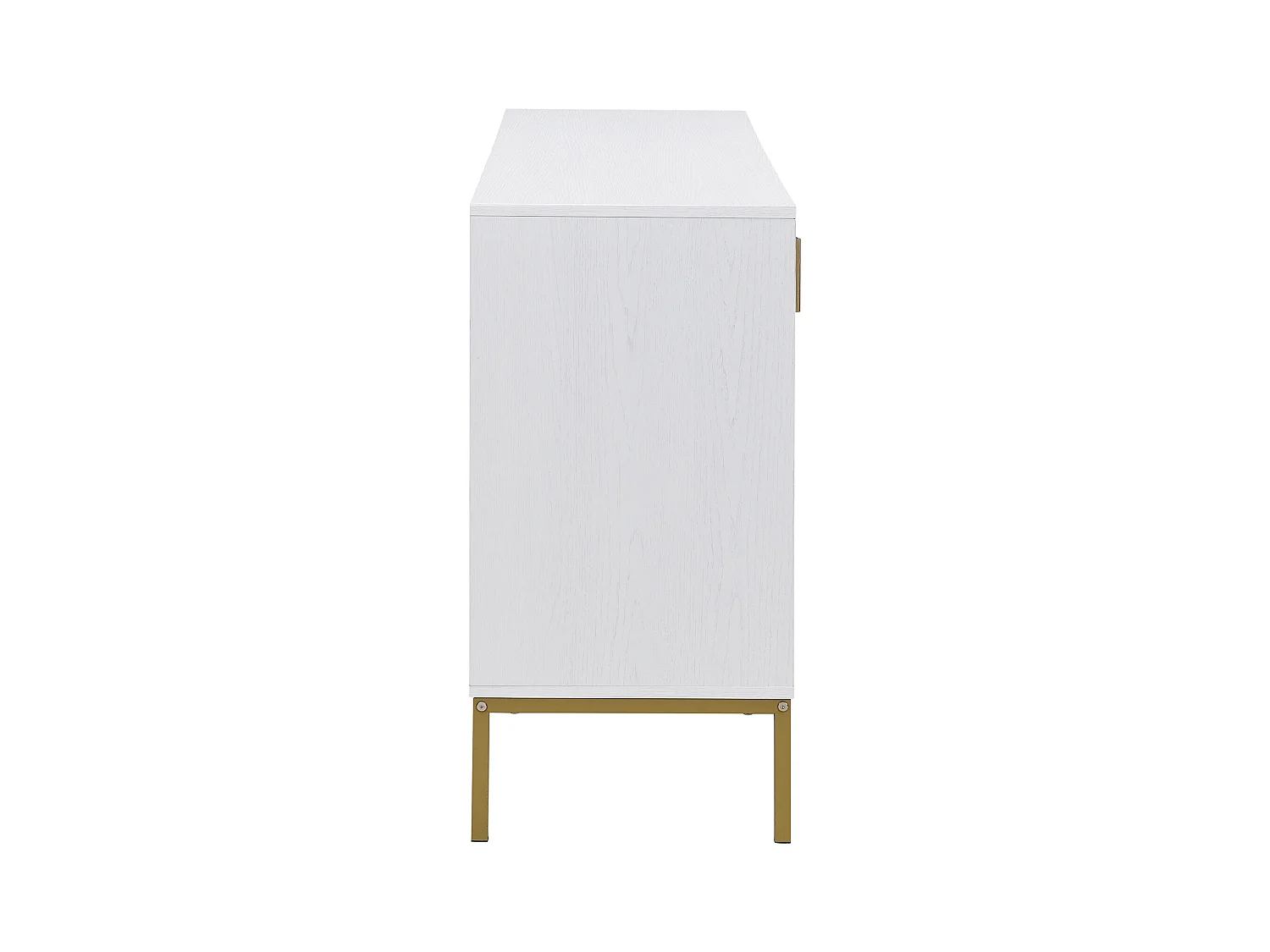 Buffet 4 portes blanc et or, design moderne avec rangements spacieux, pieds en métal, étagères réglables, 160x40x80,5 cm