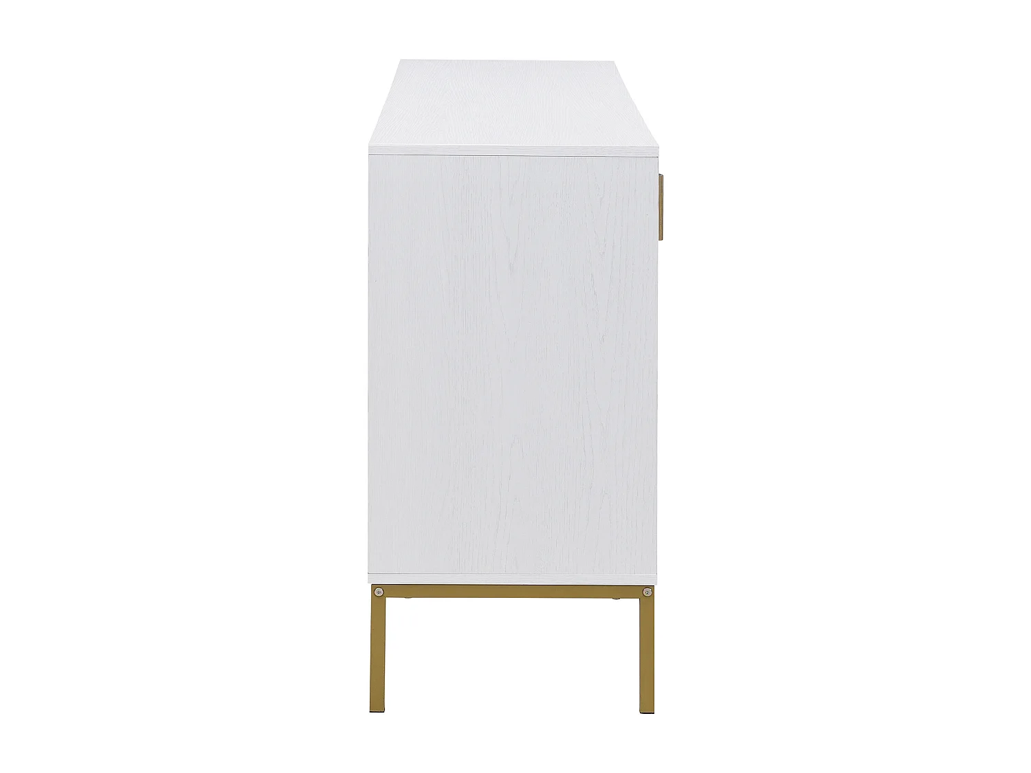 Buffet 4 portes blanc et or, design moderne avec rangements spacieux, pieds en métal, étagères réglables, 160x40x80,5 cm