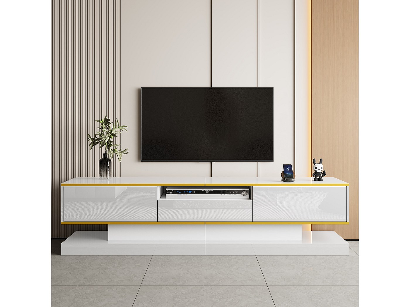 VidaXL Meuble TV avec porte Blanc 102x30x36 cm 823350 - Maison