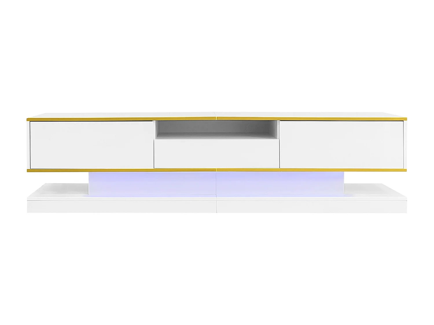 Mobile TV per soggiorno, mobile TV bianco con 3 cassetti e 1 vano aperto, illuminazione a LED