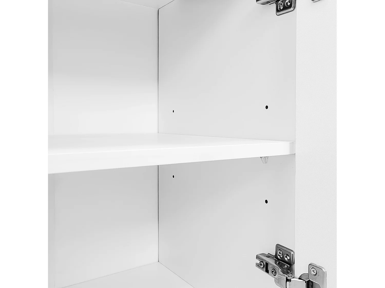 Glanzend wit dressoir met ledverlichting, 3 greeploze deuren en verstelbare planken, modern betongrijs design