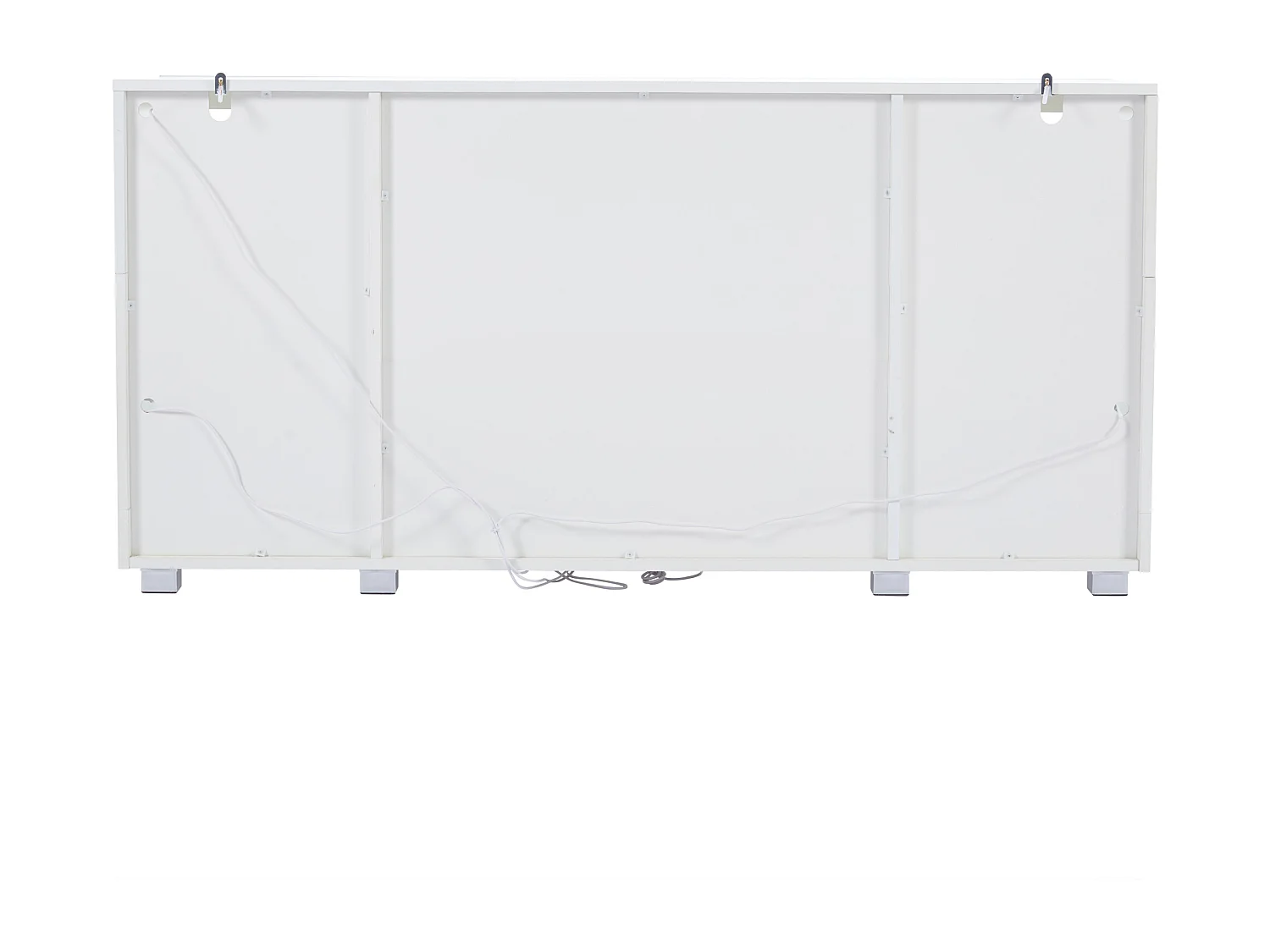 Aparador blanco con luces LED, 140x40x70 cm, 4 puertas y compartimentos, para salón y comedor