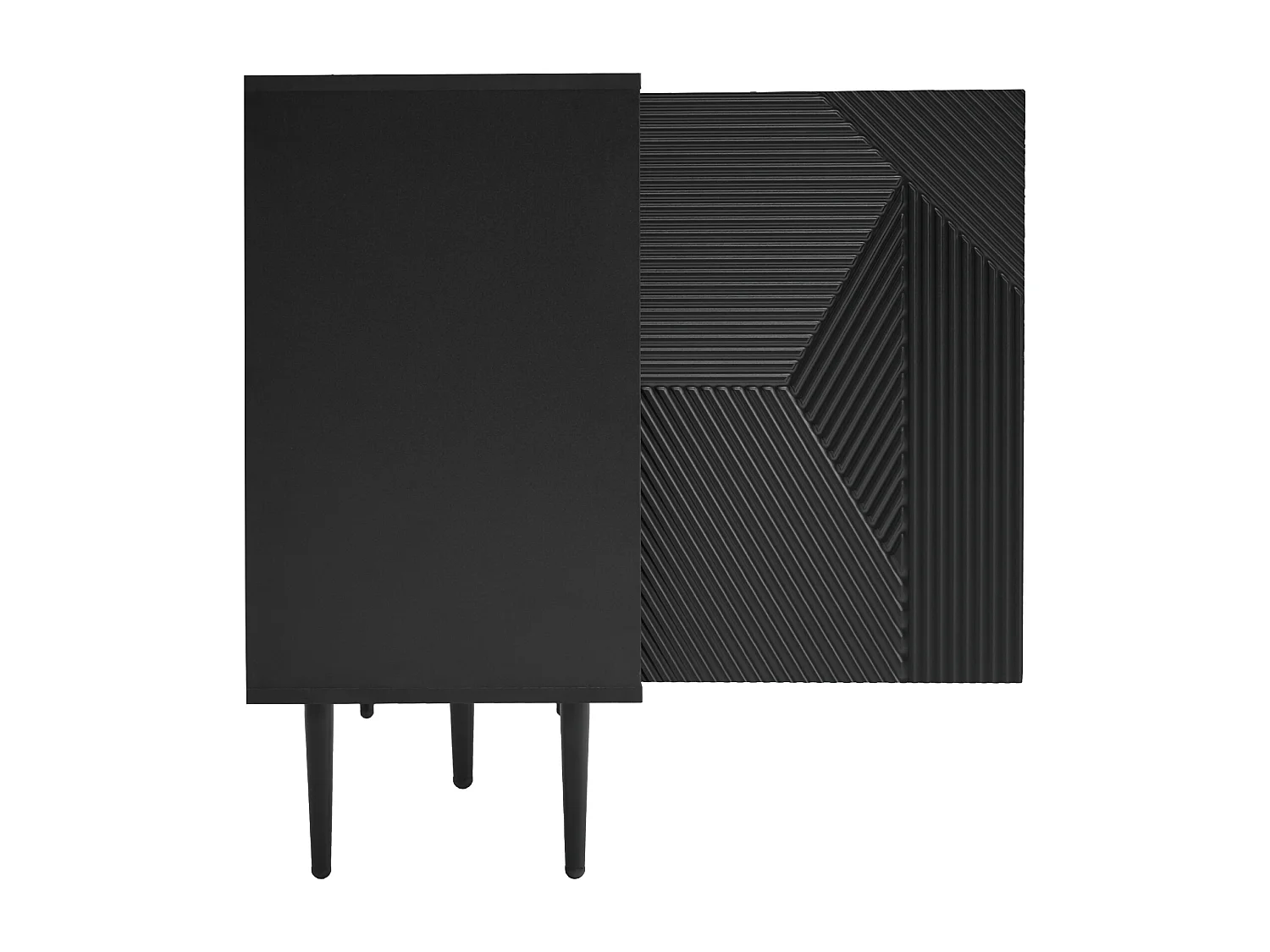 Niedriges Sideboard, schwarzes Sideboard mit 3 Schubladen und 2 Türen, Metallbeine, für Wohn- und Esszimmer