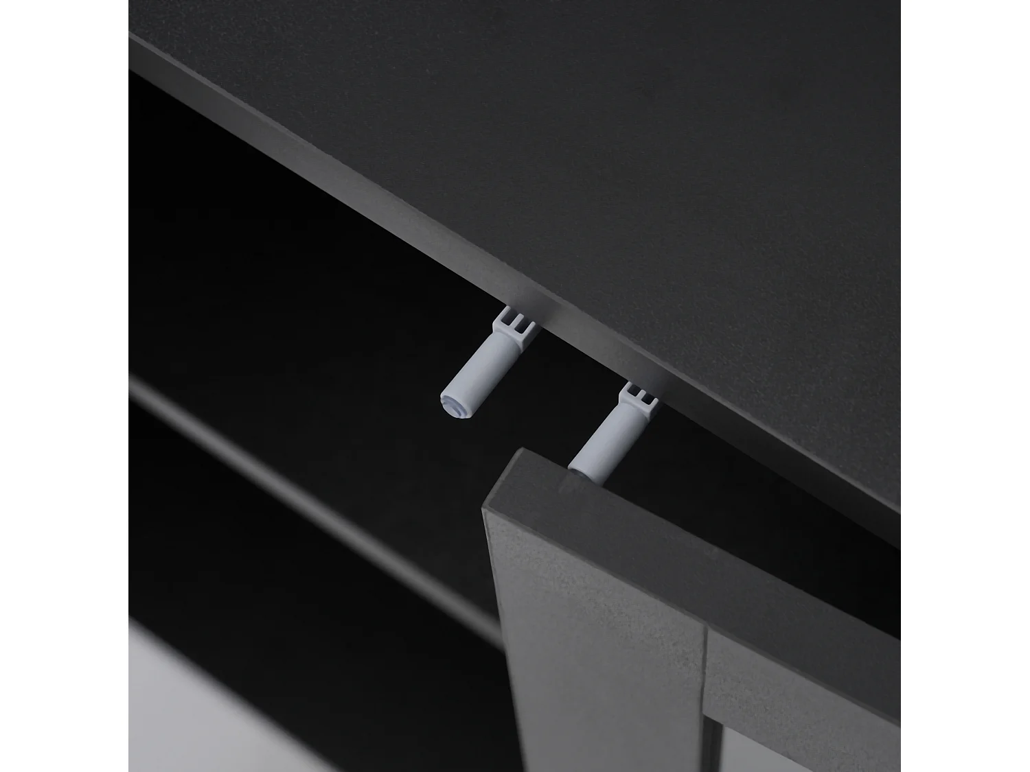 Niedriges Sideboard, schwarzes Sideboard mit 3 Schubladen und 2 Türen, Metallbeine, für Wohn- und Esszimmer