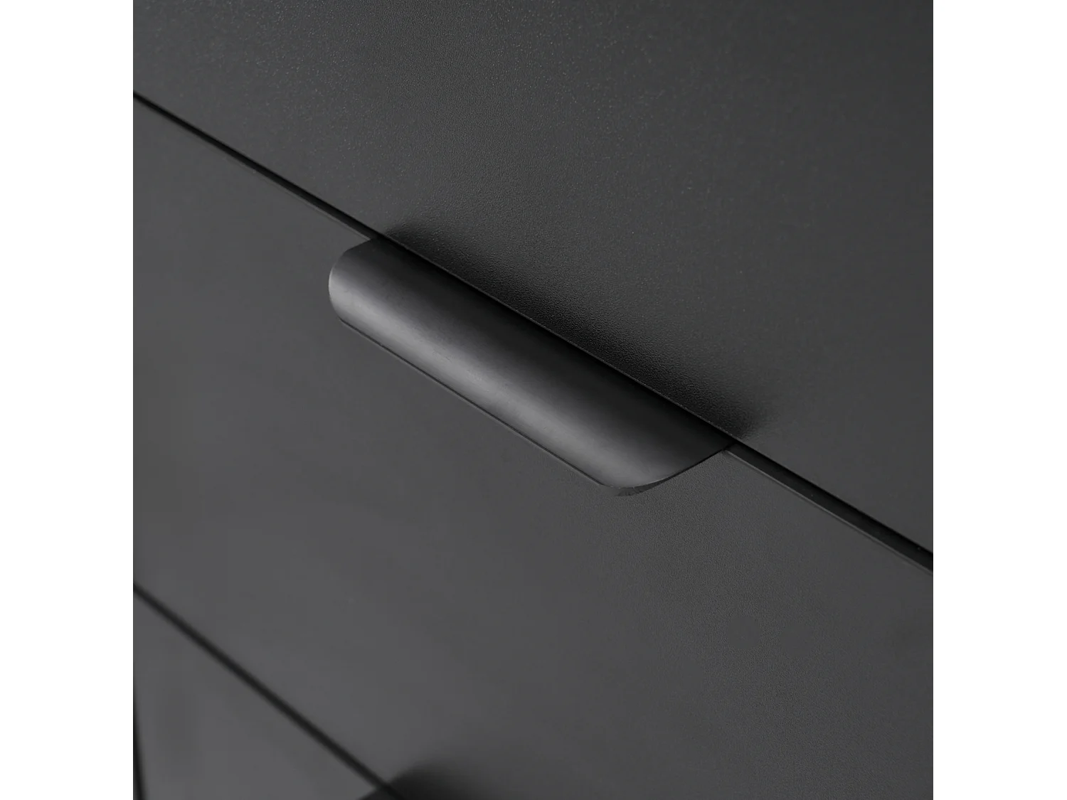 Niedriges Sideboard, schwarzes Sideboard mit 3 Schubladen und 2 Türen, Metallbeine, für Wohn- und Esszimmer