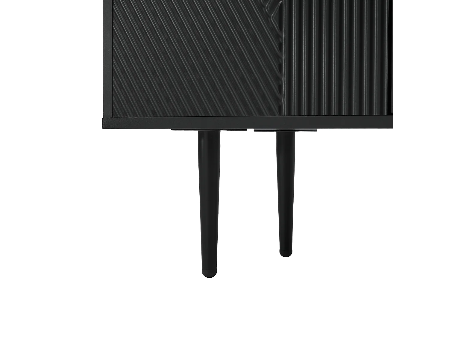 Niedriges Sideboard, schwarzes Sideboard mit 3 Schubladen und 2 Türen, Metallbeine, für Wohn- und Esszimmer