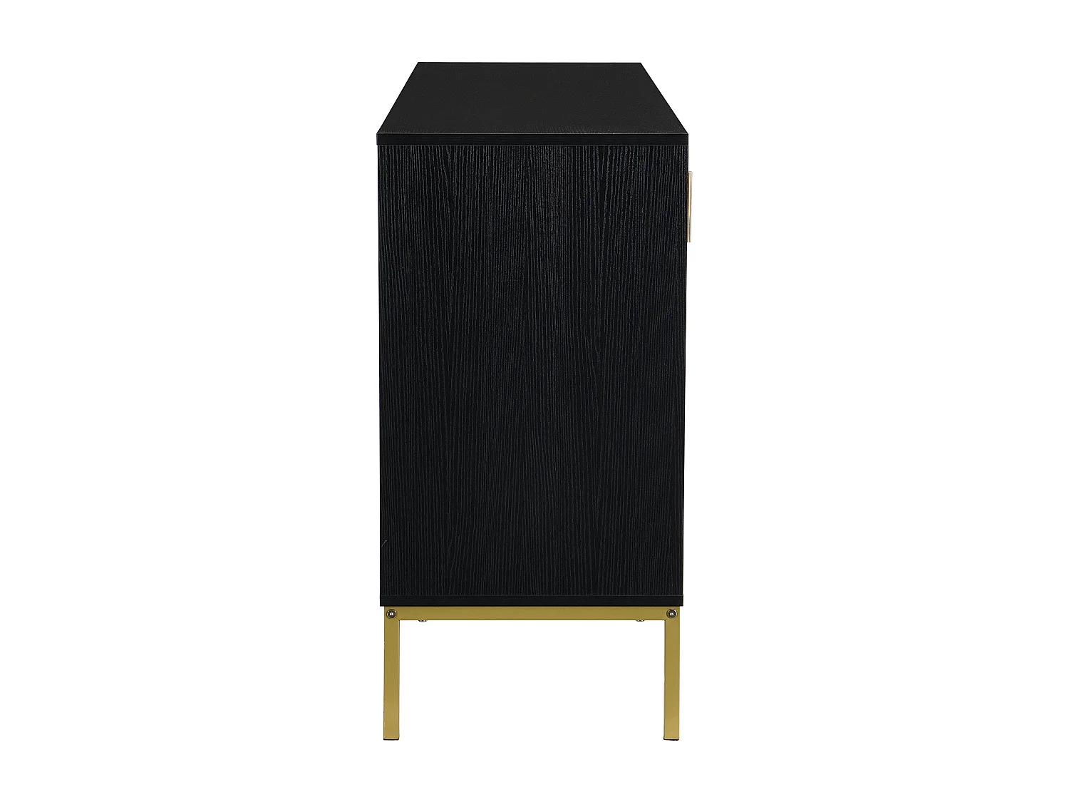 Buffet 4 portes noir et or, design moderne avec rangements spacieux, pieds en métal, étagères réglables, 160x40x80,5 cm