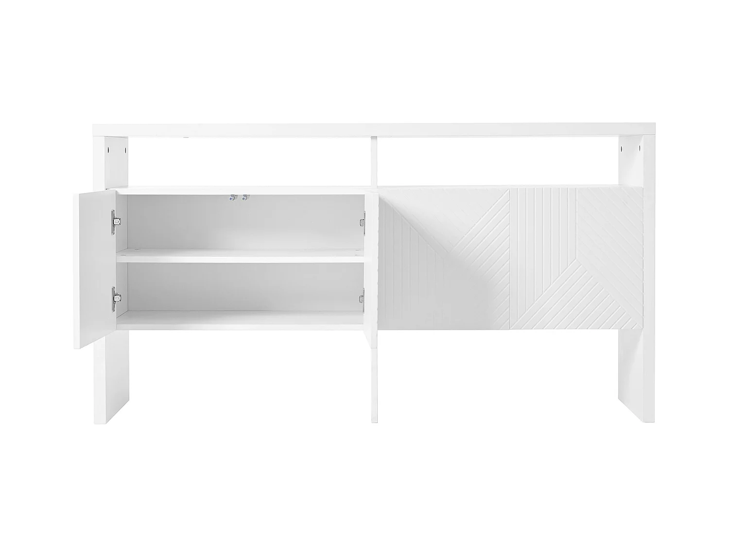 Buffet blanc, 140 x 75 x 35 cm, avec 2 compartiments ouverts et 4 portes, pour salons et couloirs