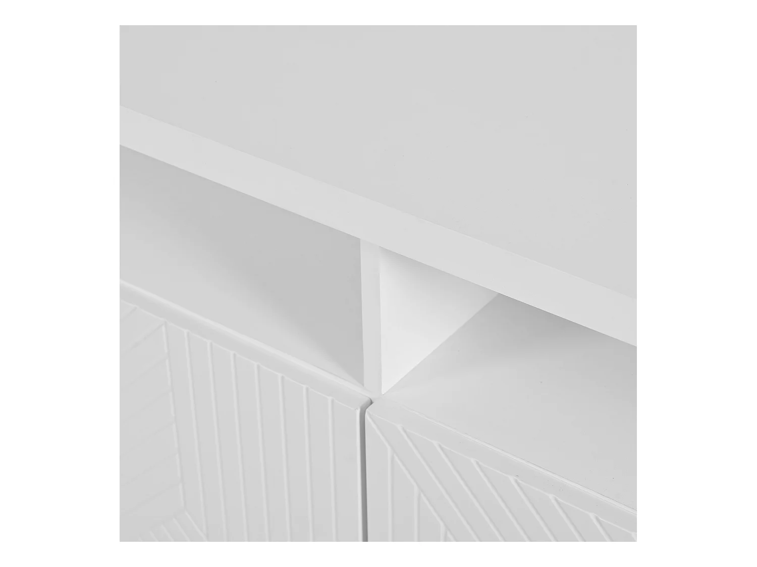 Aparador blanco de 140 x 75 x 35 cm, con 2 compartimentos abiertos y 4 puertas, ideal para salones y recibidores