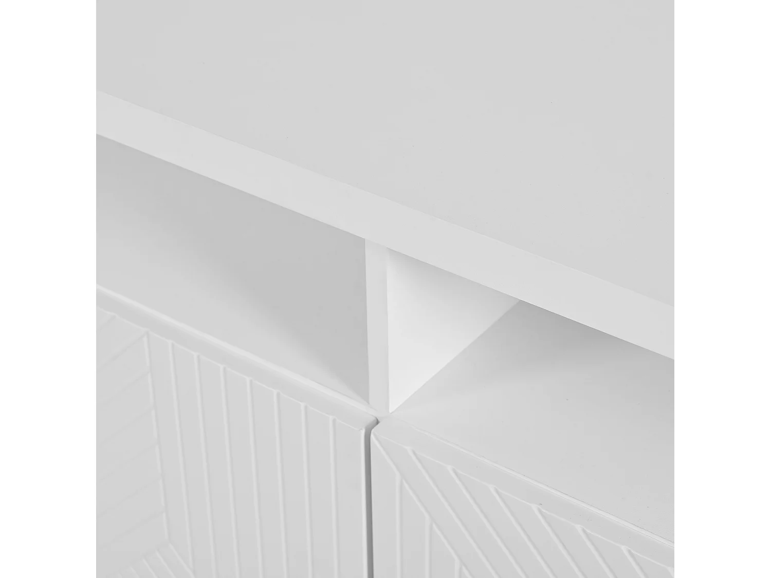 Buffet blanc, 140 x 75 x 35 cm, avec 2 compartiments ouverts et 4 portes, pour salons et couloirs