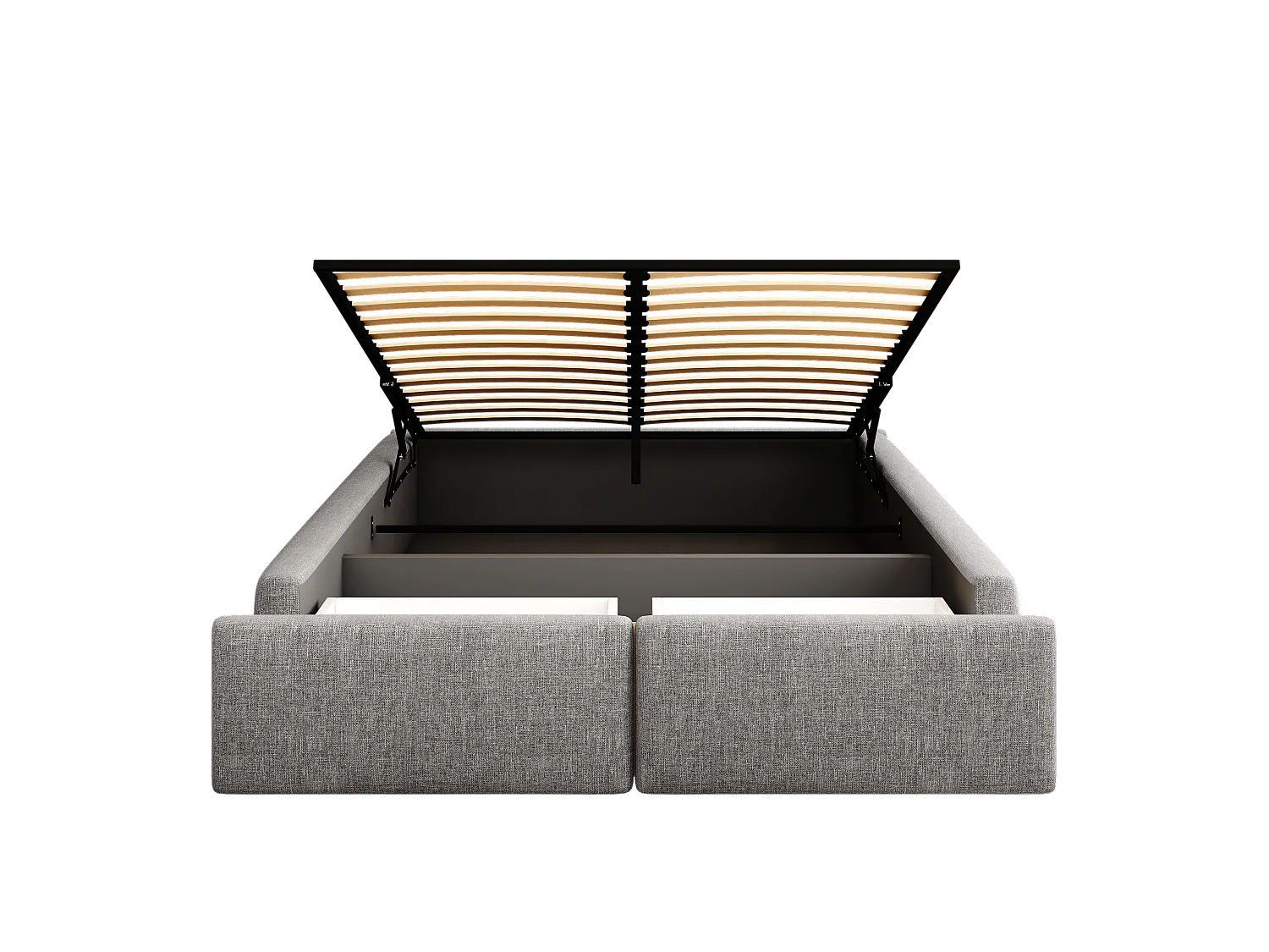 Lit coffre 140x200 cm, lit adulte avec 2 tiroirs de rangement, lin gris - sans matelas (sans tête de lit)