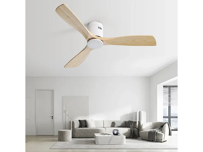 Moderne houten plafondventilator - 52" plafondventilator met 3 bladen - Stille omkeerbare DC-motor - Voor de woonkamer