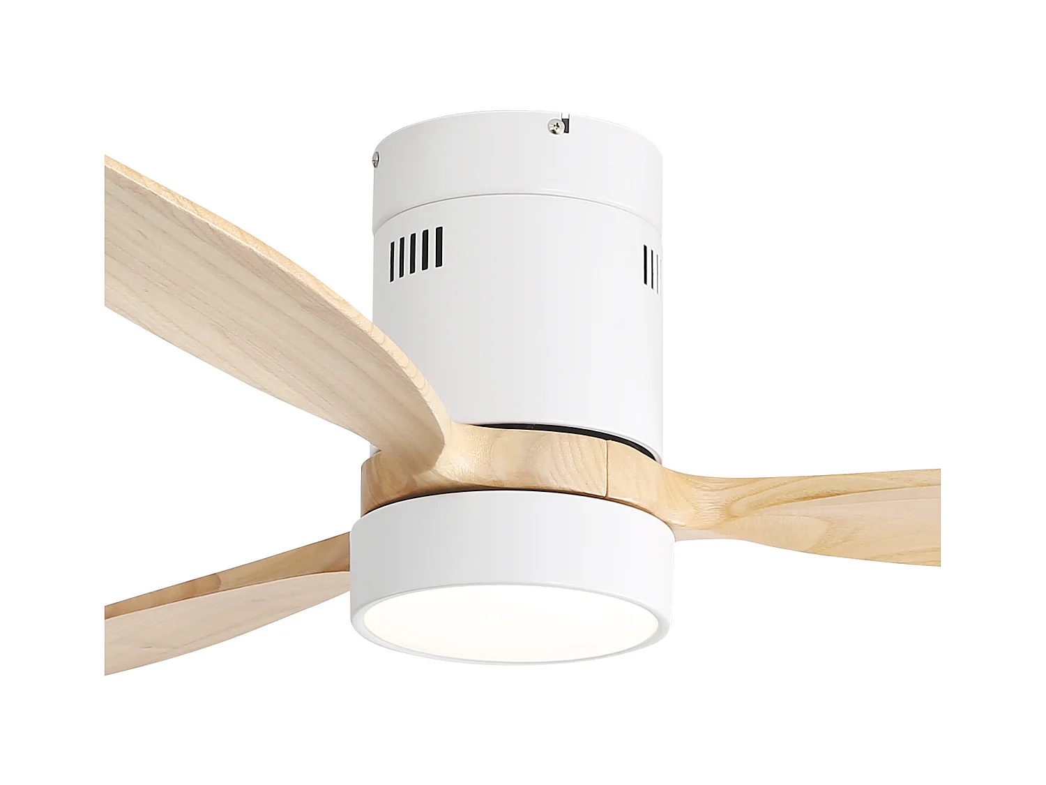 Ventilador de techo empotrado - Ventilador de techo para sala de estar con control remoto y luz LED - 3 aspas de madera