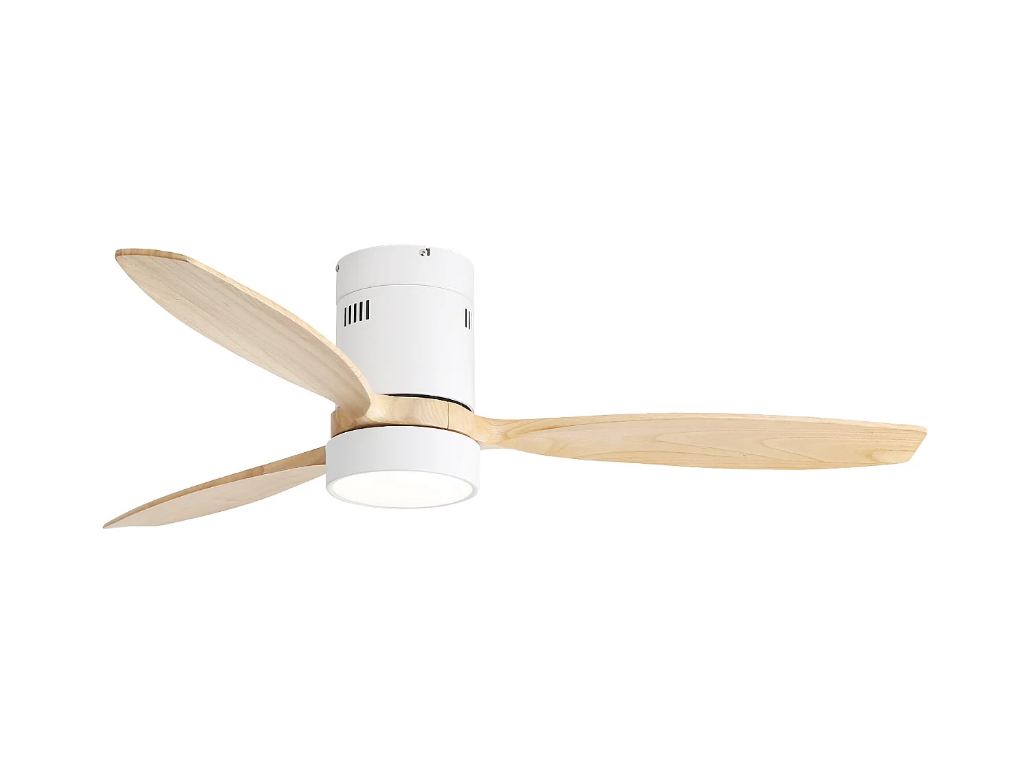 Ventilador de techo empotrado - Ventilador de techo para sala de estar con control remoto y luz LED - 3 aspas de madera