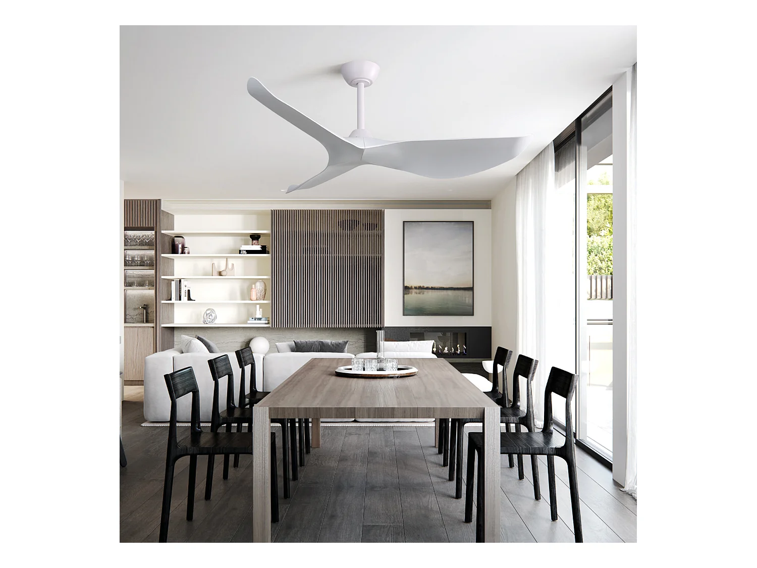 Ventilateur de plafond 52"  - Avec télécommande 6 vitesses - 3 pales en ABS - Blanc