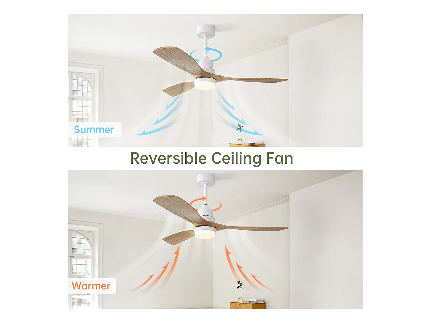 Ventilatore da soffitto da 52" - Ventilatore da soffitto con LED dimmerabile e 6 velocità - per soggiorno e camera da letto