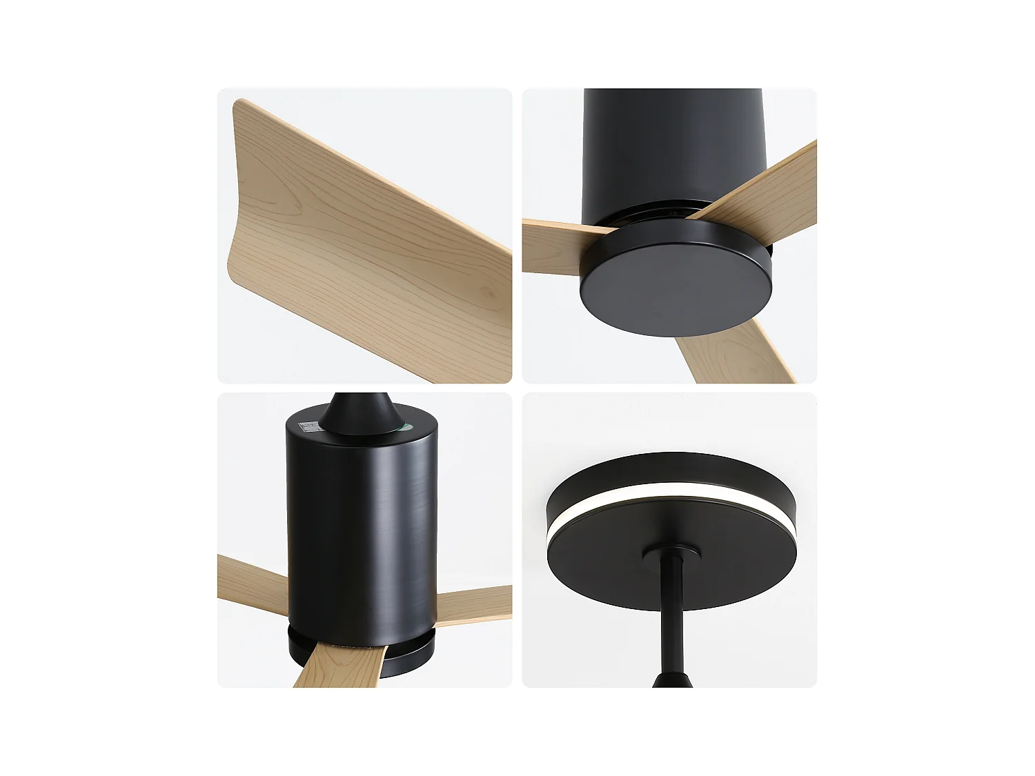 Ventilateur de plafond encastré - 3 pales en ABS - avec éclairage LED et télécommande - pour chambre et salon