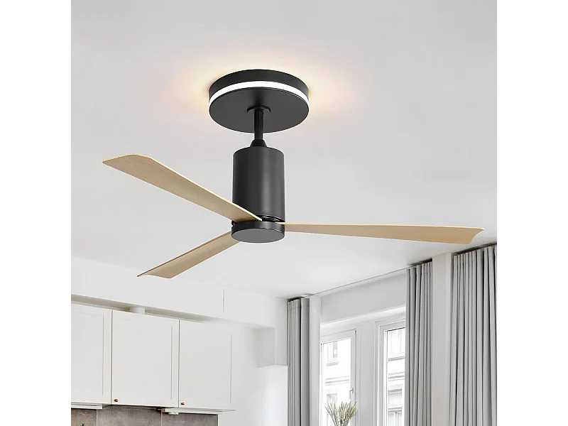 Inbouwplafondventilator - 3 ABS-bladen - met LED-verlichting en afstandsbediening - voor slaapkamer en woonkamer