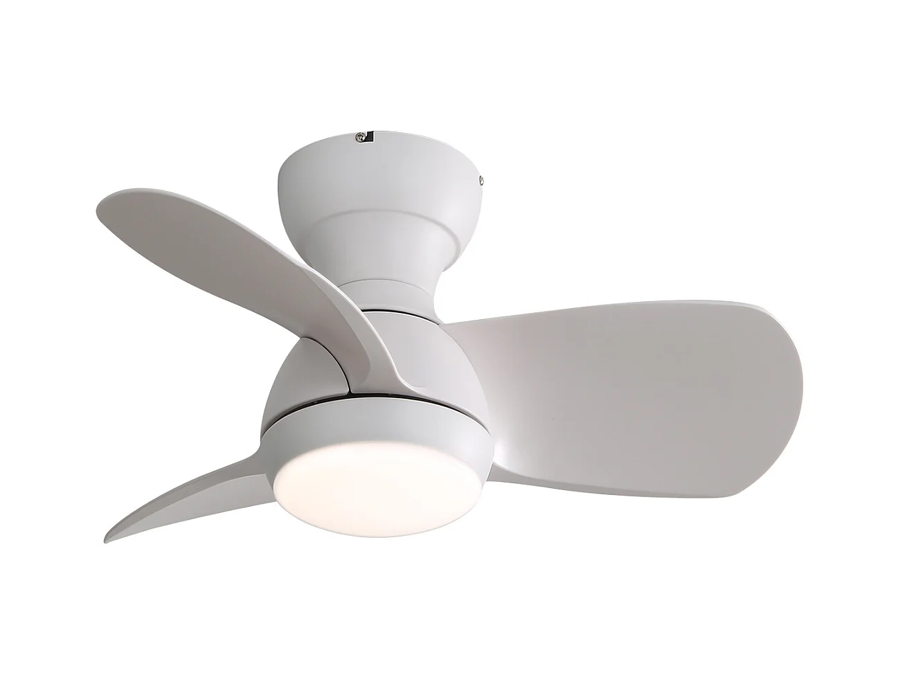 Ventilador de techo blanco con luces LED regulables y 3 aspas de ABS para dormitorios y salones.