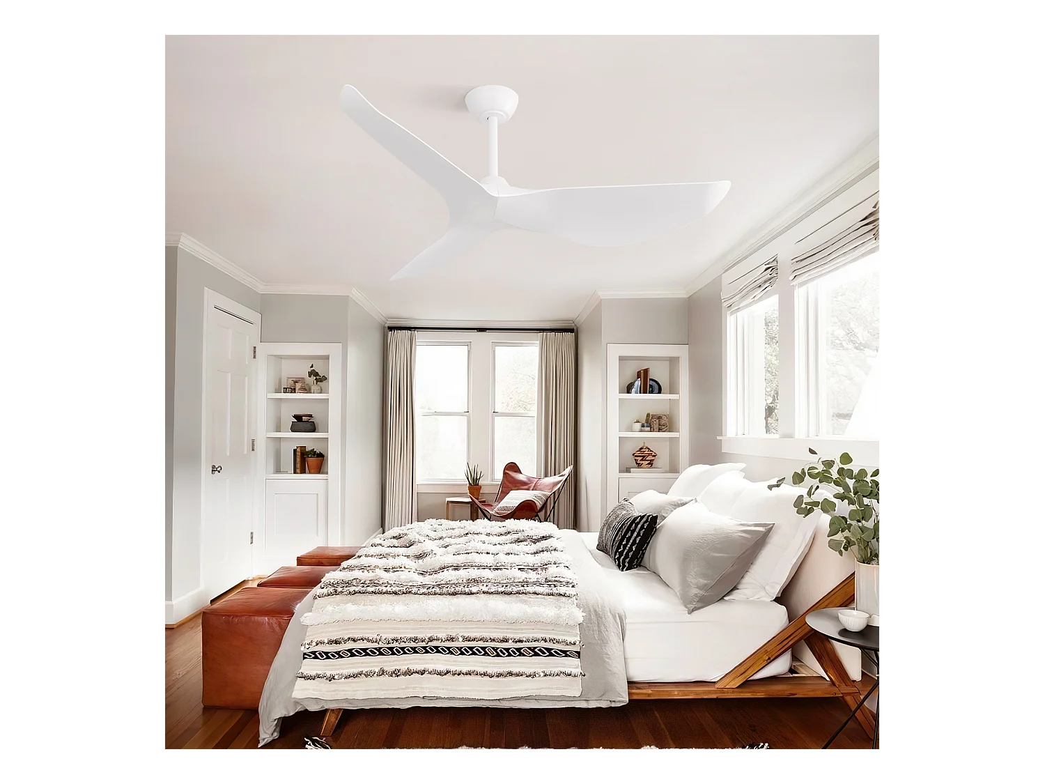 Ventilatore da soffitto bianco - con telecomando a 6 velocità - pale in ABS - per camera da letto e soggiorno