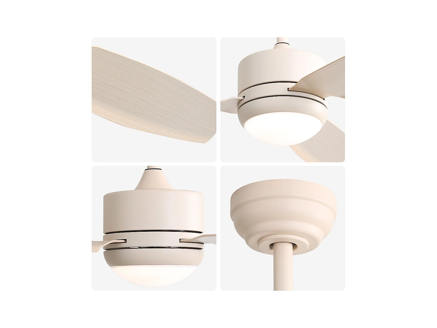 Plafondventilator 46" - Plafondventilator voor woonkamer met 6 snelheden en 3 ABS-bladen - LED-verlichting