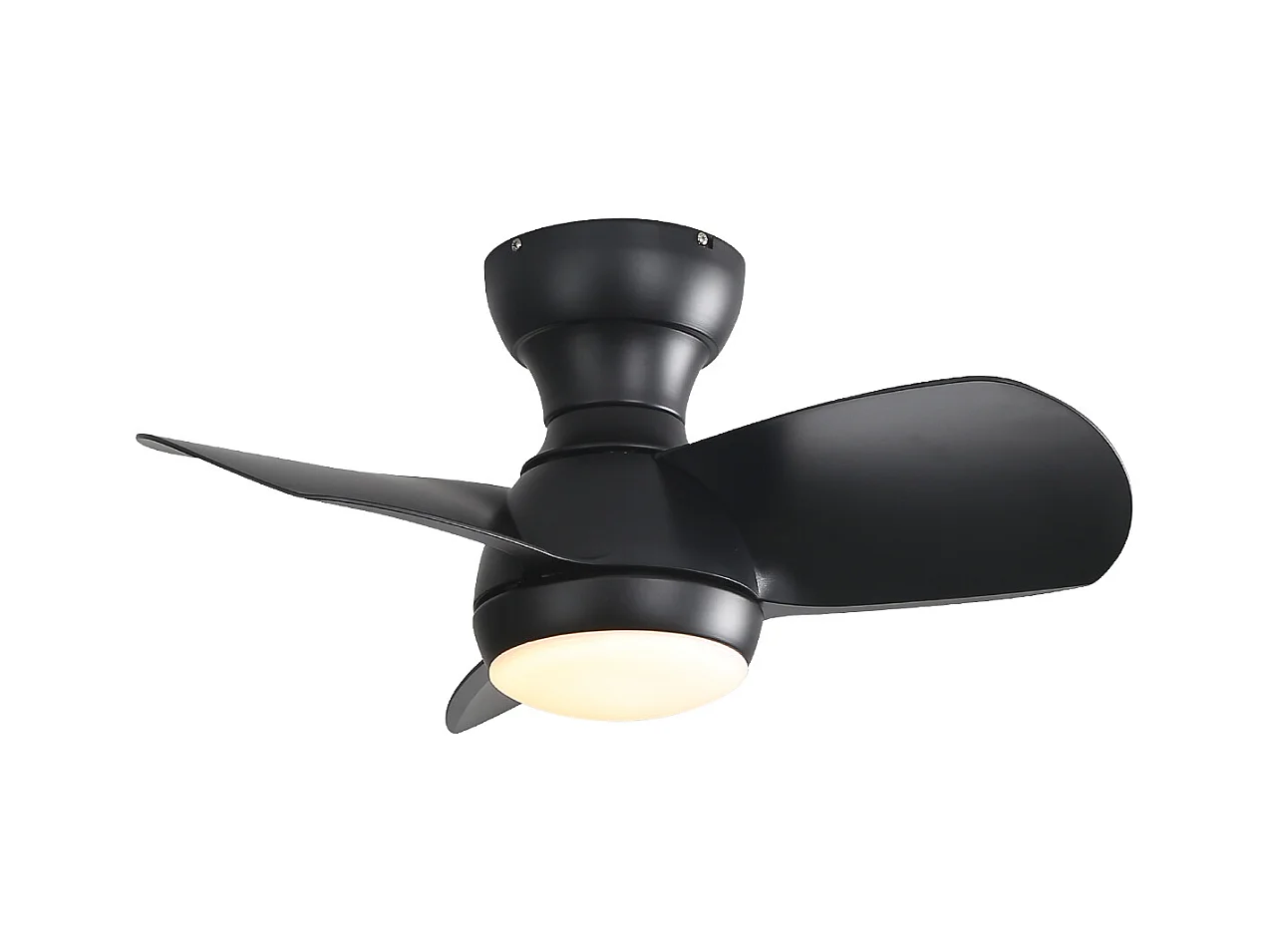 Schwarzer Deckenventilator mit verstellbarer LED-Beleuchtung und 3 ABS-Flügeln für Schlafzimmer und Wohnzimmer