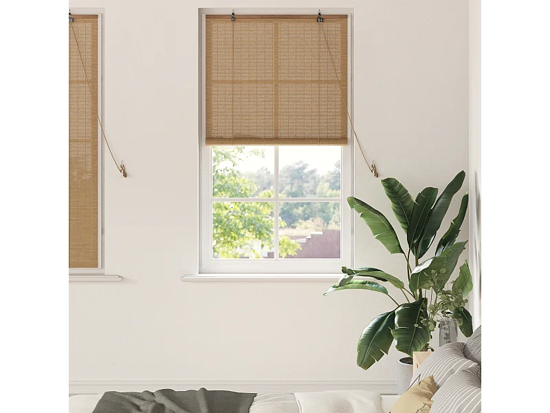 Tende oscuranti e tende marrone chiaro 80 x 160 cm in bambù