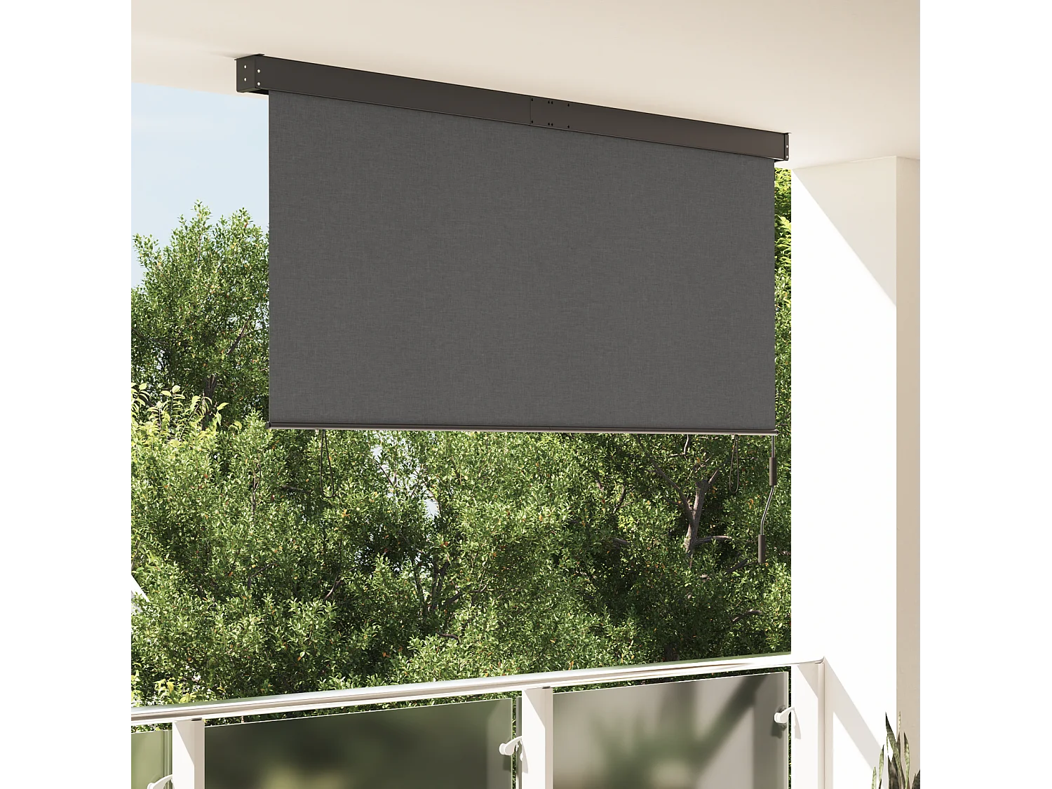 Tenda a rullo esterna a righe orientabile tessuto antracite 220 x 250 cm
