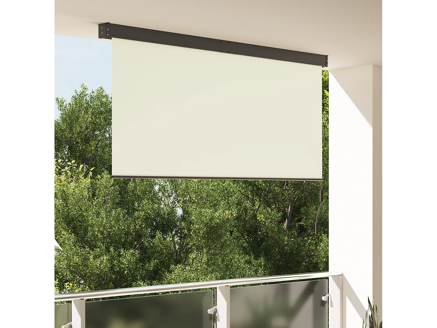 Estor exterior ajustable de rayas color crema 200 x 250 cm