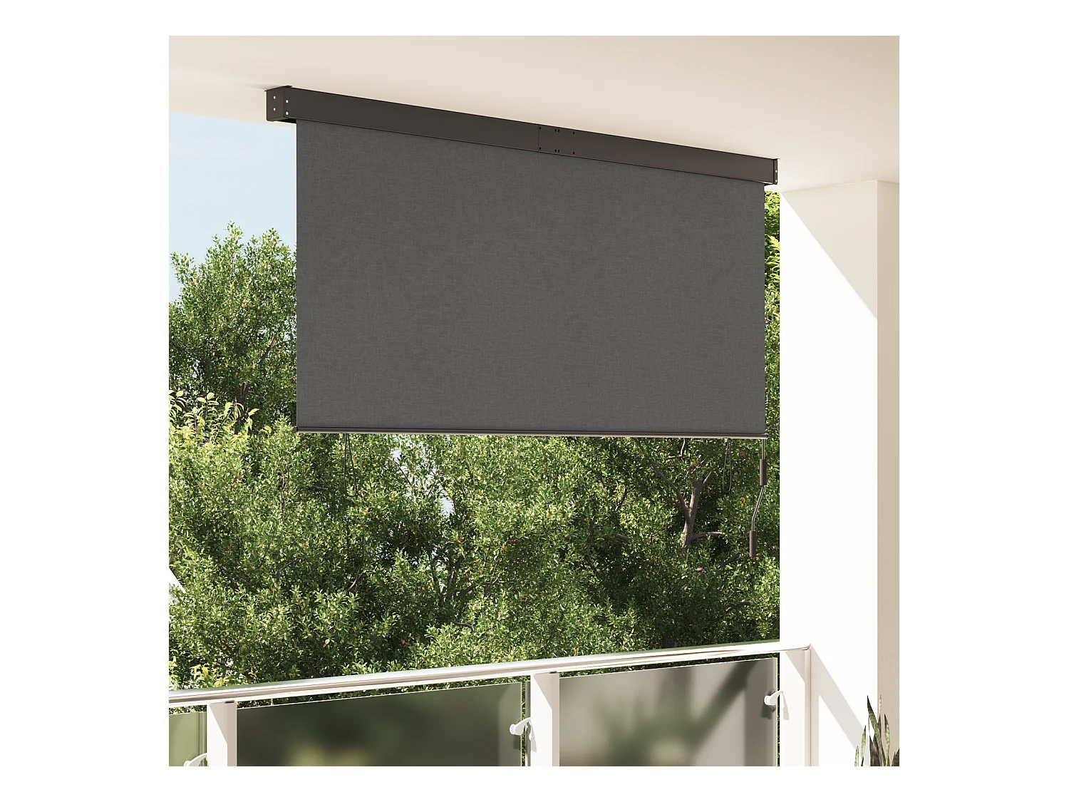 Store Roulant Extérieur Rayé Réglable Anthracite 200 x 250 cm tissu