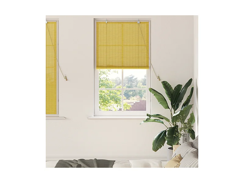 Stores et Occultants avec des rideaux Jaune 90 x 160 cm Bambou