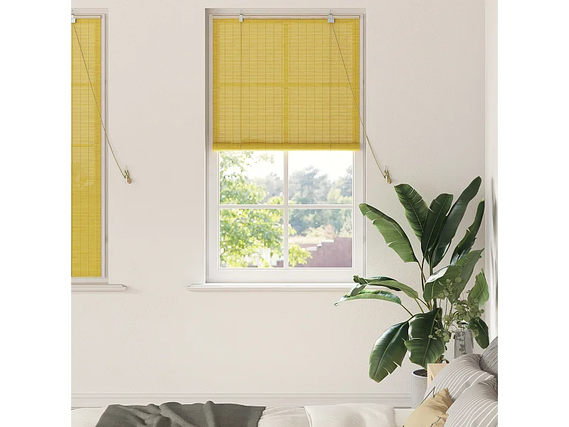 Stores et Occultants avec des rideaux Jaune 90 x 160 cm Bambou