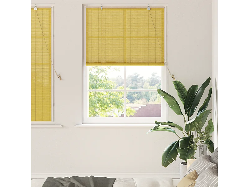 Stores et Occultants avec des rideaux Jaune 100 x 160 cm Bambou