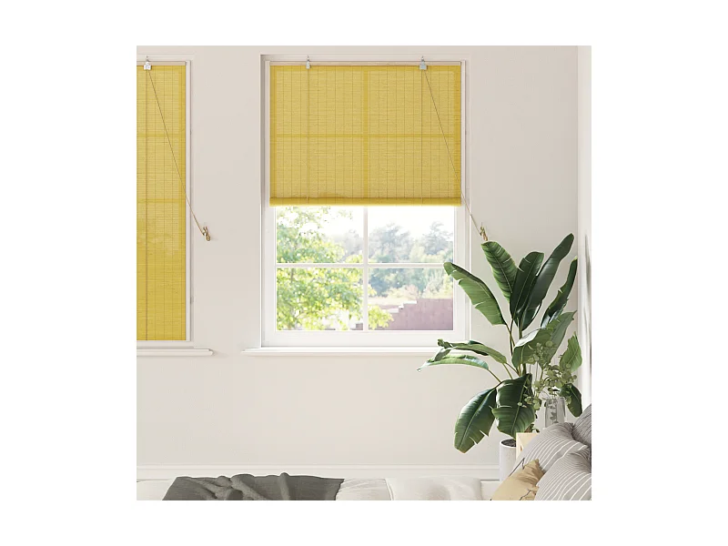 Stores et Occultants avec des rideaux Jaune 120 x 160 cm Bambou