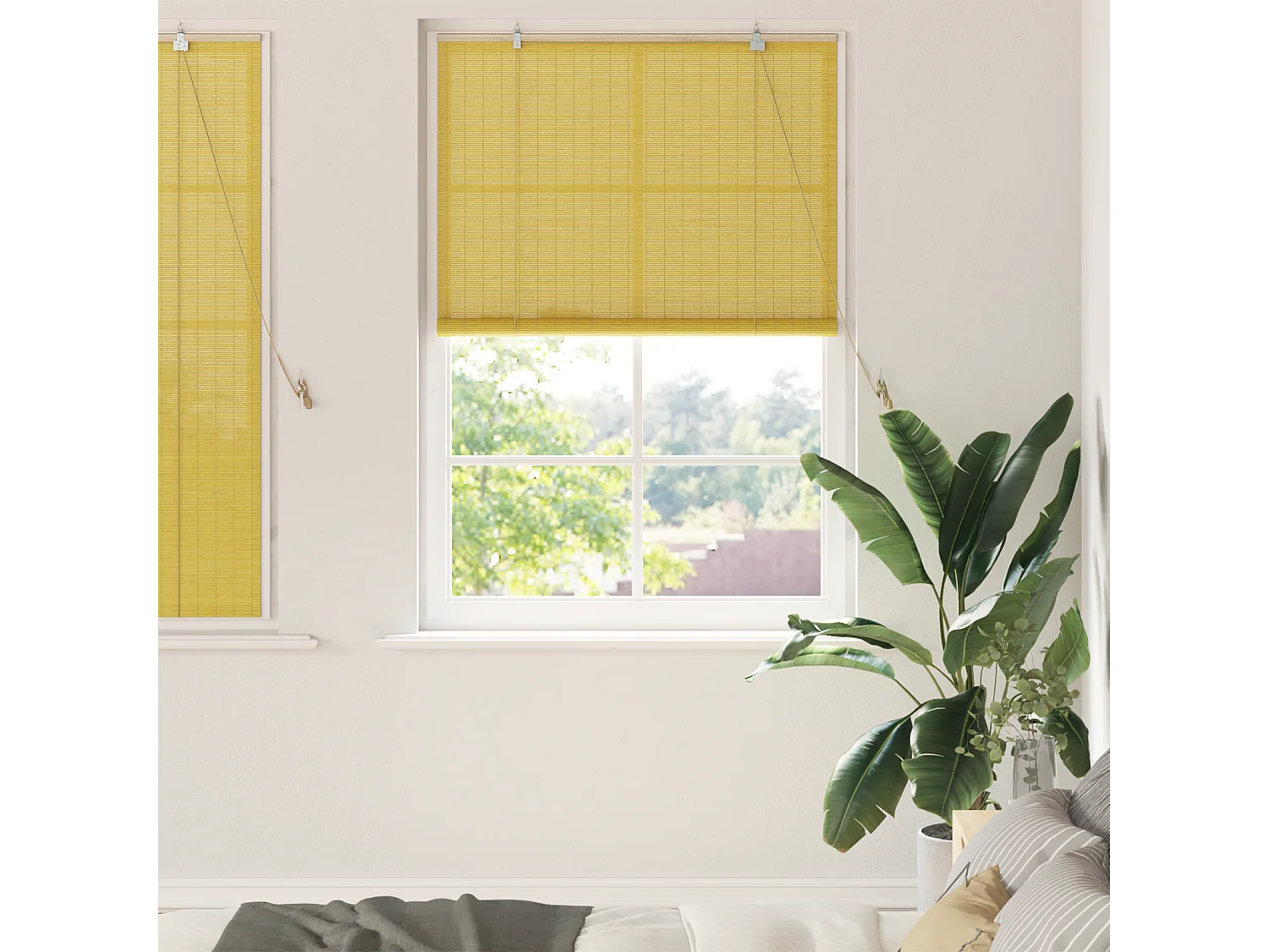 Tende e oscuranti con tende gialle 120 x 160 cm in bambù