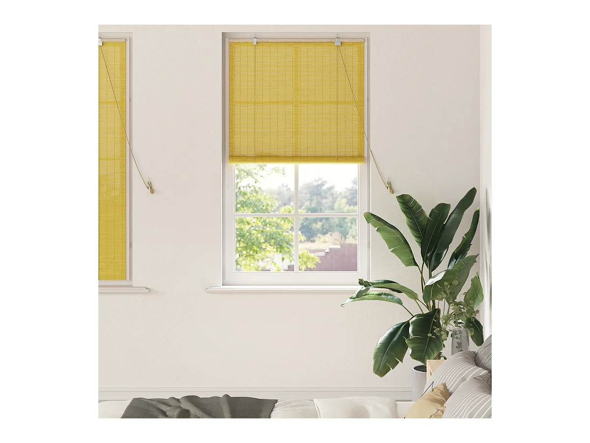 Stores et Occultants avec des rideaux Jaune 80 x 160 cm Bambou