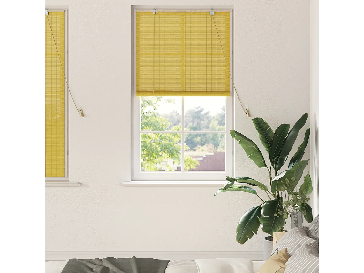 Stores et Occultants avec des rideaux Jaune 80 x 160 cm Bambou