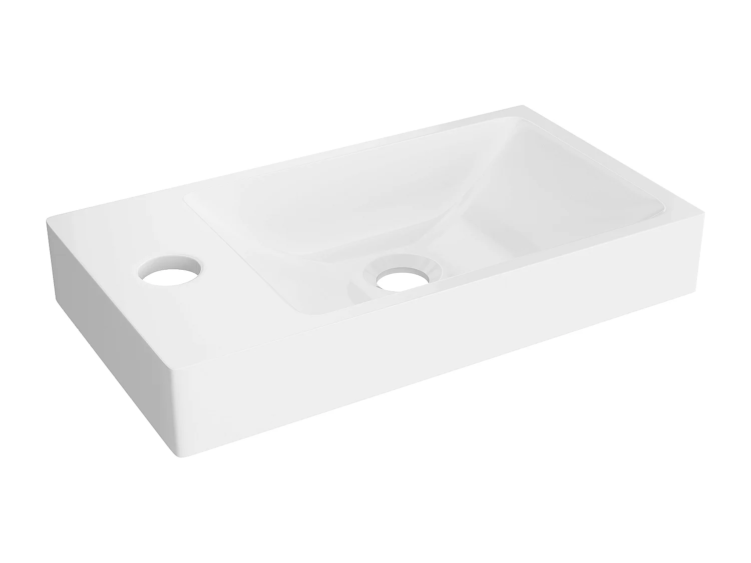 Meuble lave main strié porte réversible blanc - H60 x L40 x P22 - VAHIRA