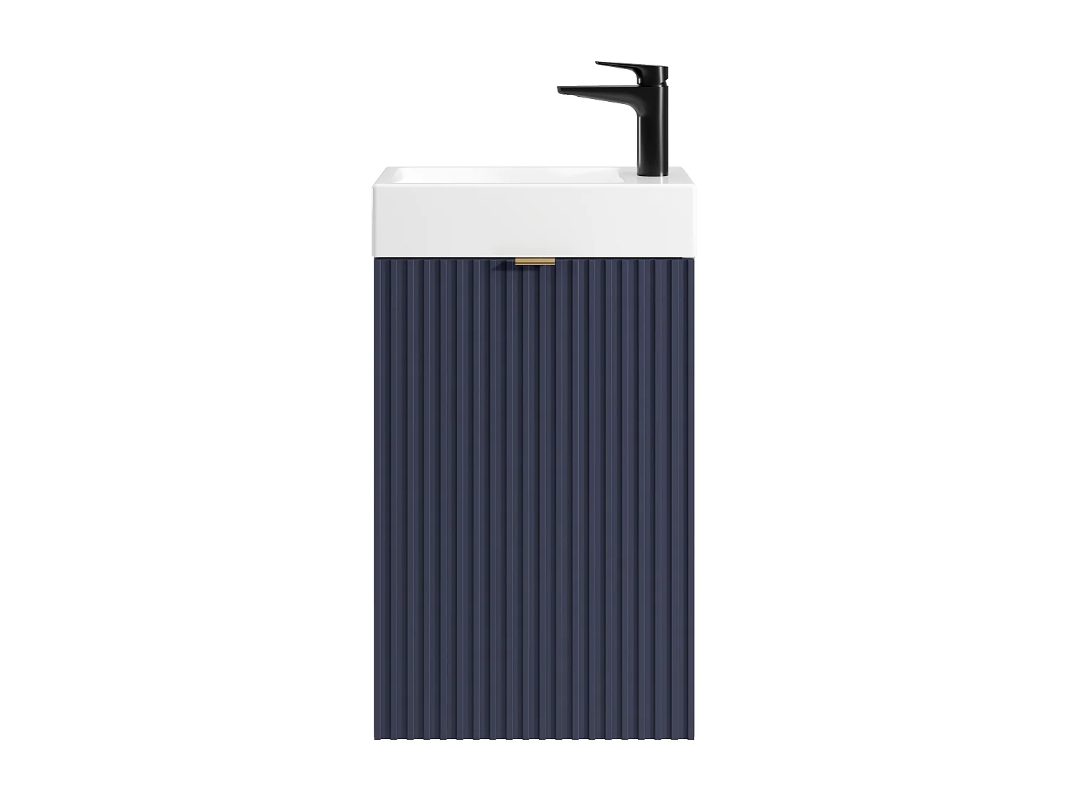 Meuble lave main strié avec porte réversible bleu et blanc - H60 x L40 x P22 - VAHIRA