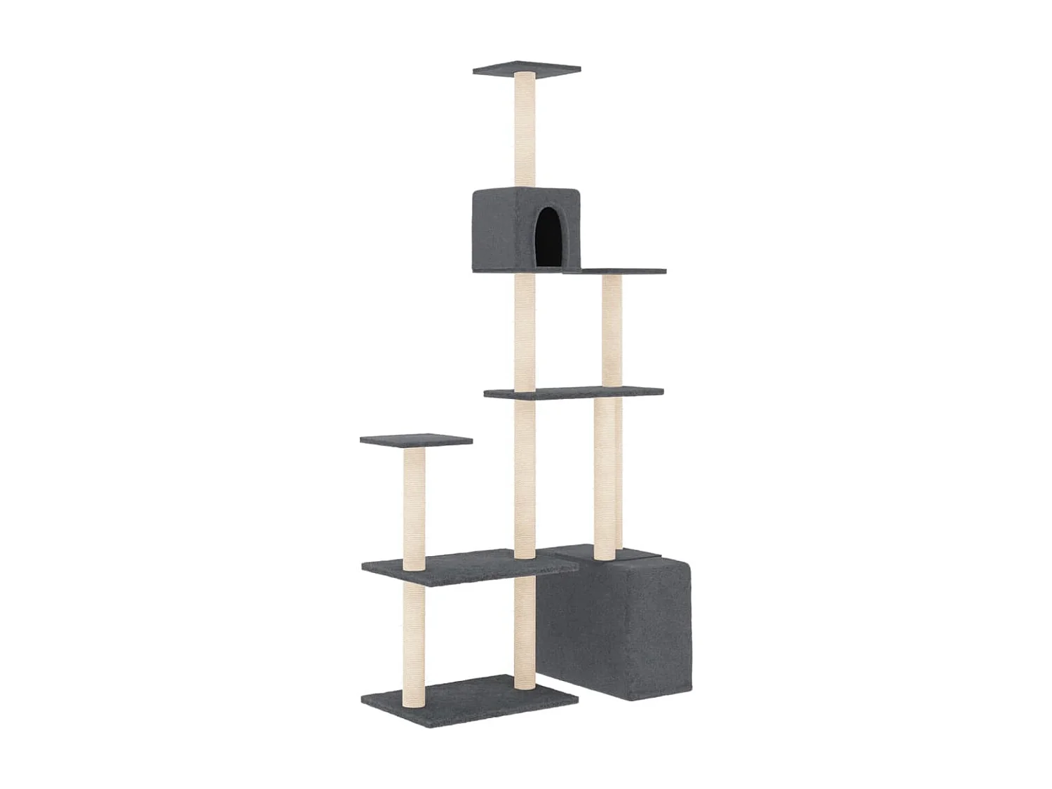Kattenmeubel met sisal krabpalen 180 cm donkergrijs