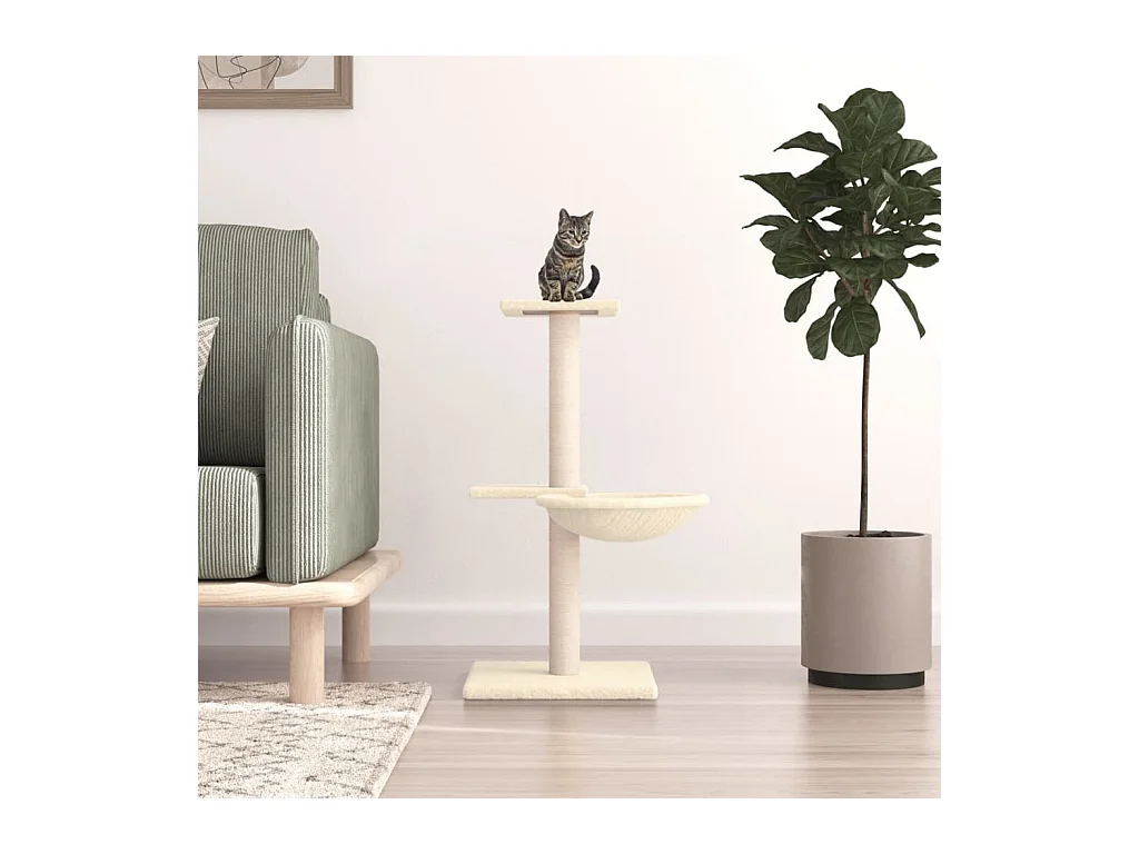 Arbre à chat avec griffoirs en sisal crème 72 cm