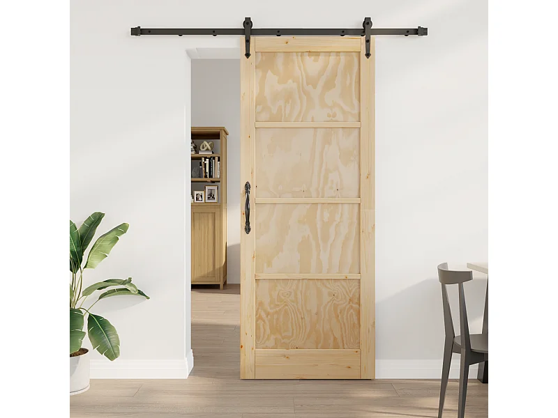 Porta scorrevole con ferramenta inclusa 83x211 cm in legno massello di pino