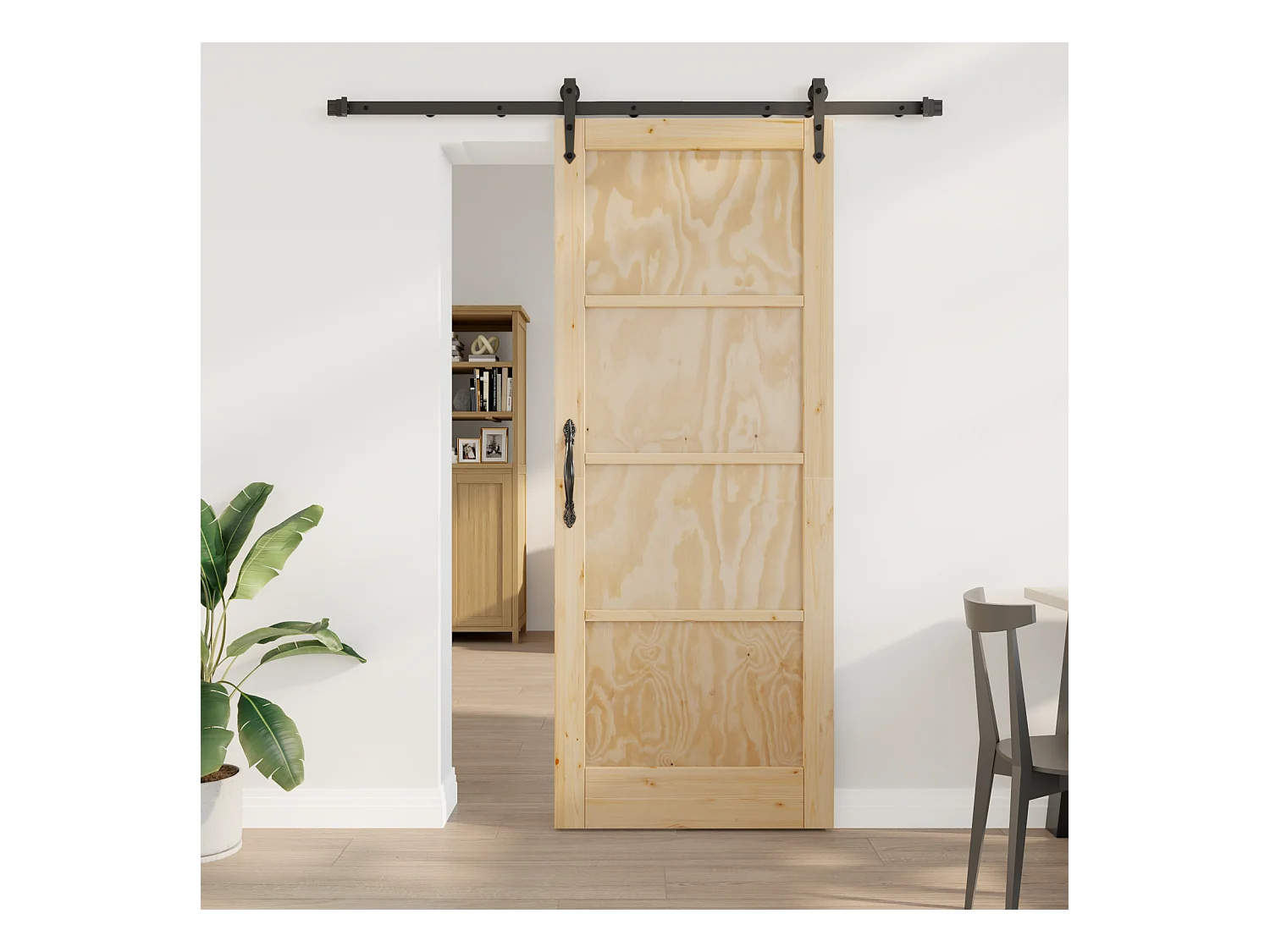 Porte coulissante avec matériel inclus 83x211 cm en bois massif de pin