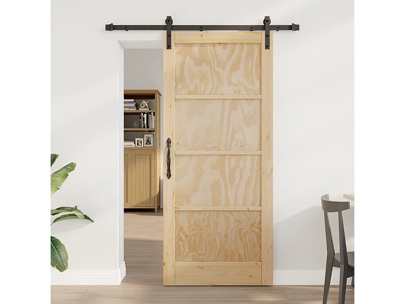 Porta scorrevole con ferramenta 86x198,5 cm in legno di pino massello